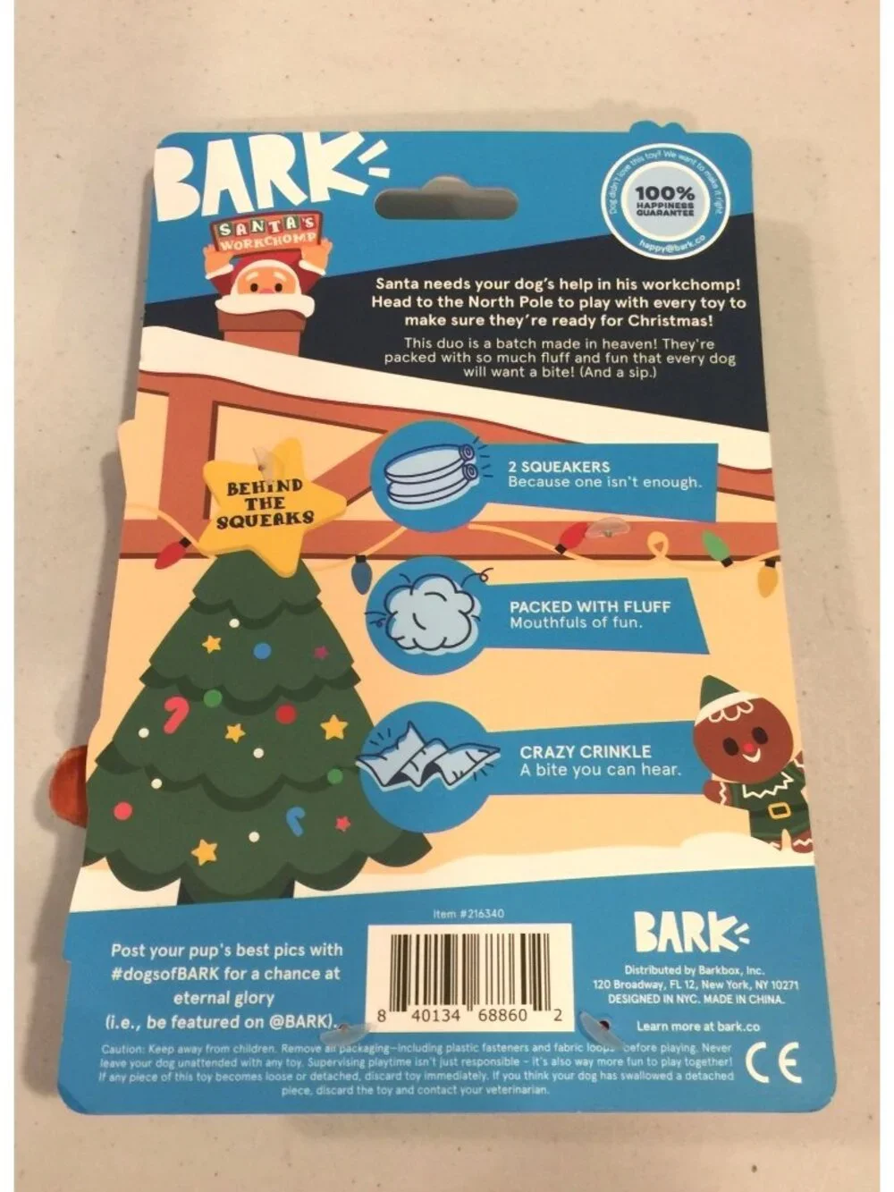 Bark Jolly Jitterbread Man 2 Piece Set Plush Dog Toy Character Coffee Squeak Cri